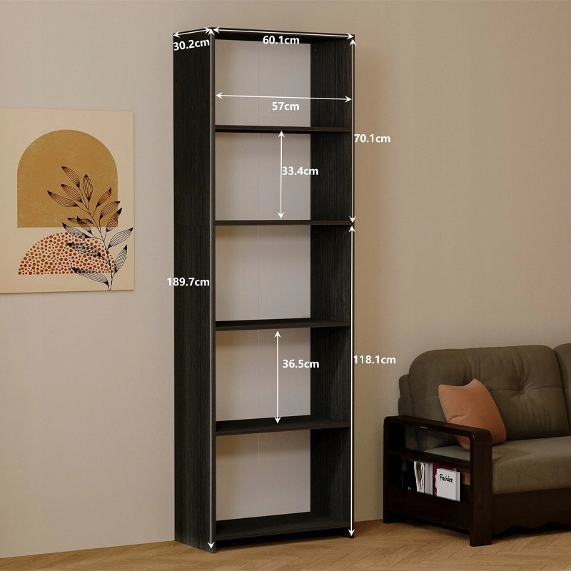 Libreria moderna in stile loft con 5 ripiani, alta, nera, per soggiorno