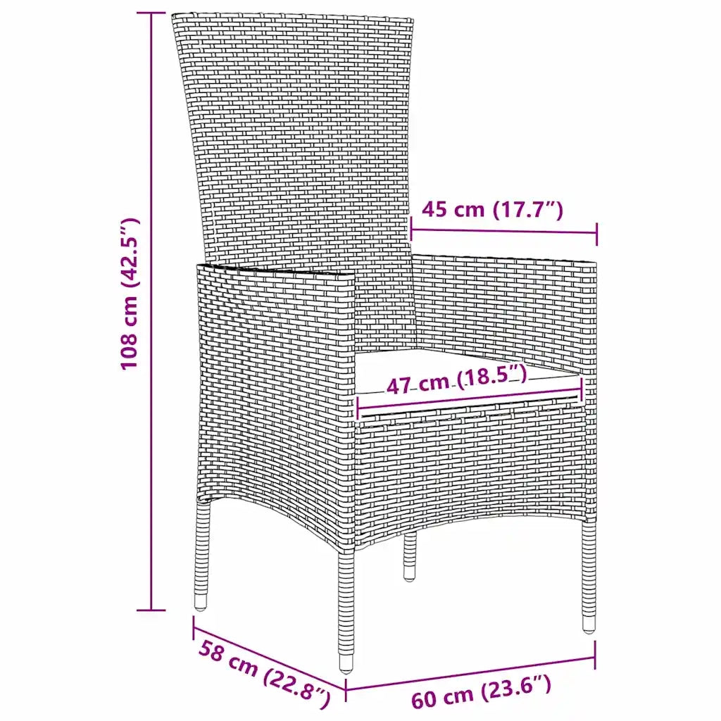 Set da Pranzo per Giardino con cuscino 7 pcs Beige polyrattan 3379462