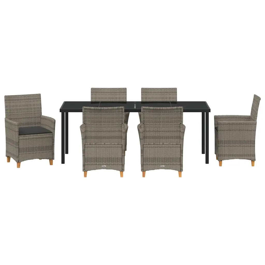 Set da Pranzo per Giardino 7 pcs Grigio polyrattan 3381077