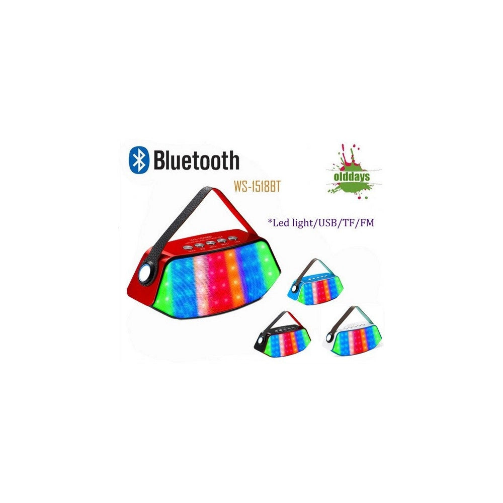Trade Shop - Cassa Speaker Bluetooth Portatile Led Usb Vivavoce Radio Fm Smartphone Ws1518bt -