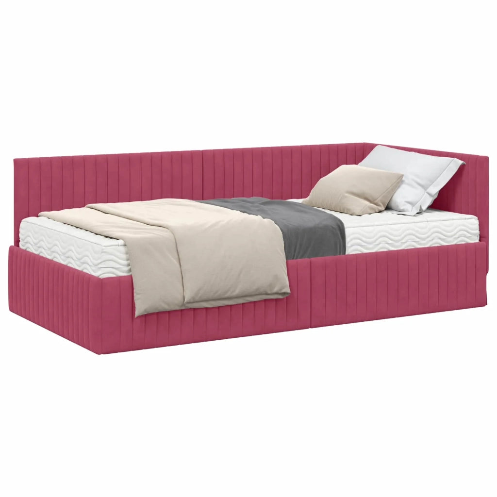 Struttura Letto Angolare con Materasso 2 pcs Verde Velluto