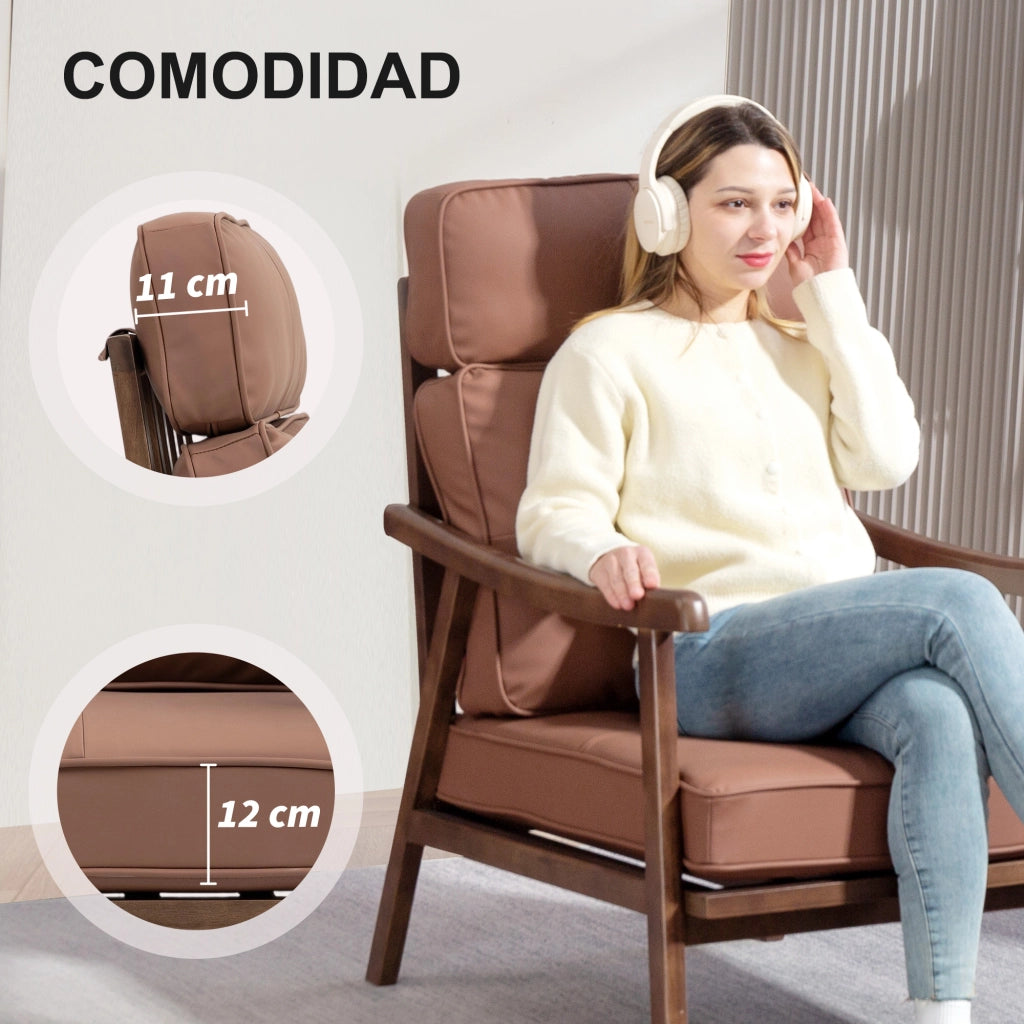 Poltrona ¨C Zephmum ¨C Marrone e Legno Noce