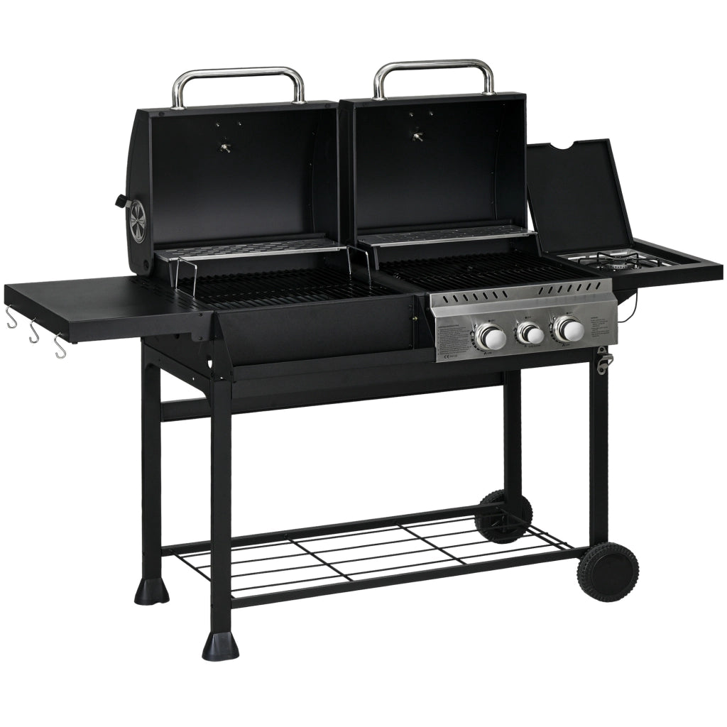 Barbecue a Gas con Termometro ¨C Xylo ¨C Nero e Argento 161x54x103 cm