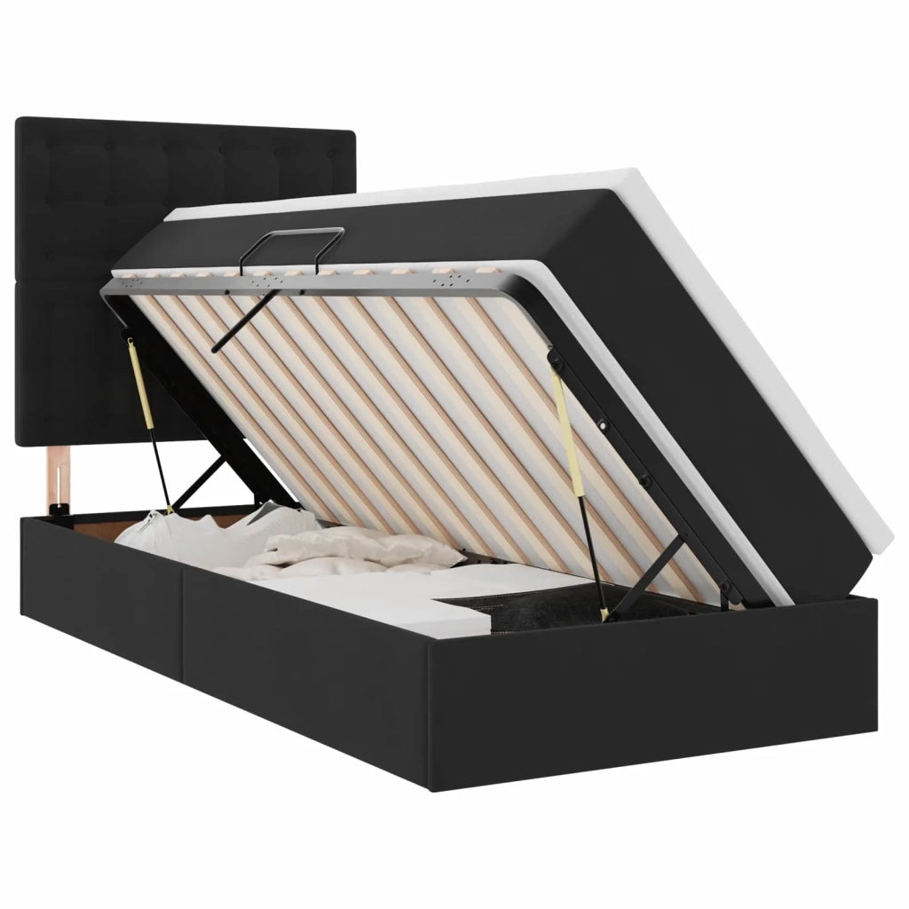 Letto con contenitore e LED con led Nero 90 x 200 cm Velluto