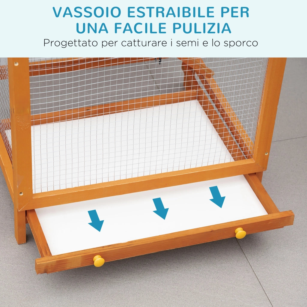 Gabbia per Uccelli da Esterno ¨C Xylo ¨C Legno Arancione 165cm con 2 Porte