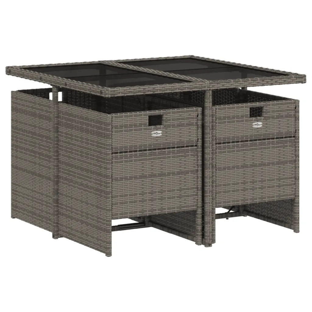 Set da pranzo da giardino da 5 pz con Cuscini in Polyrattan Grigio 3277668