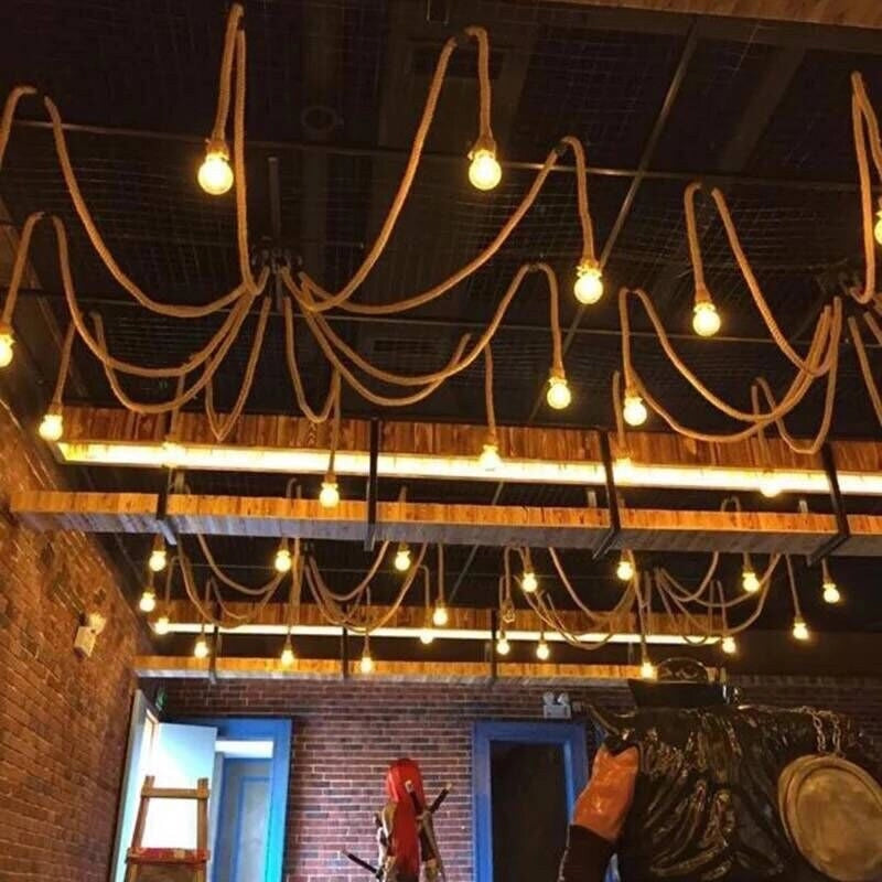 Lampadario Country Lampada per Soffitto a 6 corde Stile Rustico con Attacchi E27