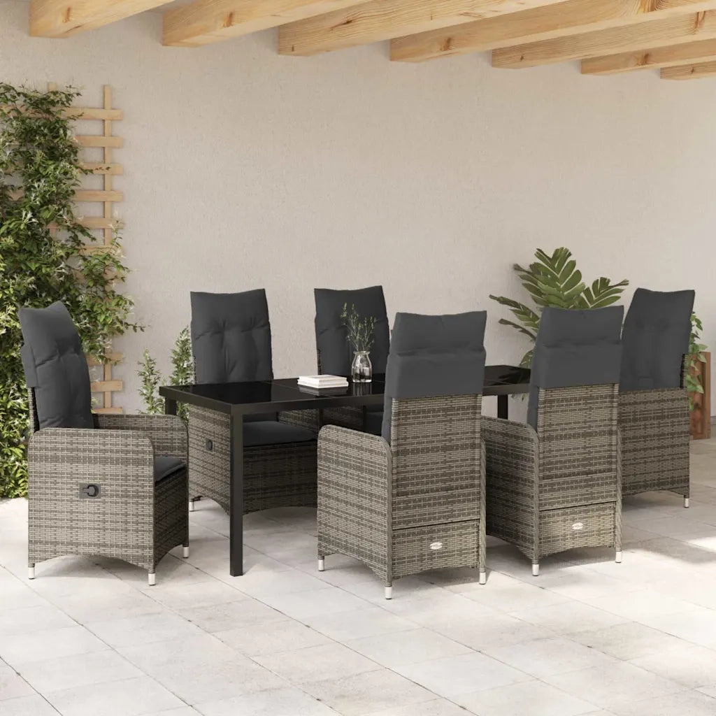 Set da Pranzo per Giardino con cuscino 7 pcs Grigio polyrattan 3379651