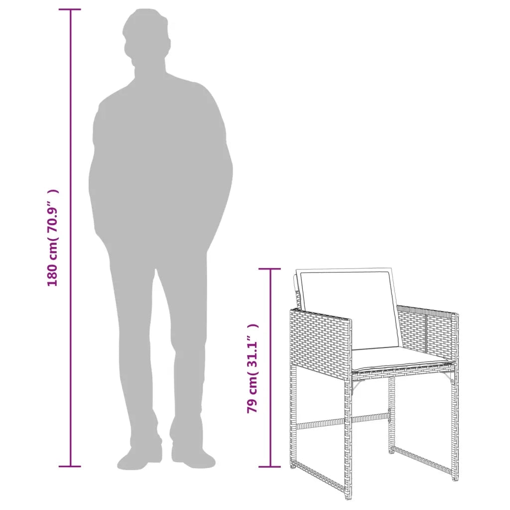 Set da pranzo da giardino da 9 pz con Cuscini in Polyrattan Grigio 3278148