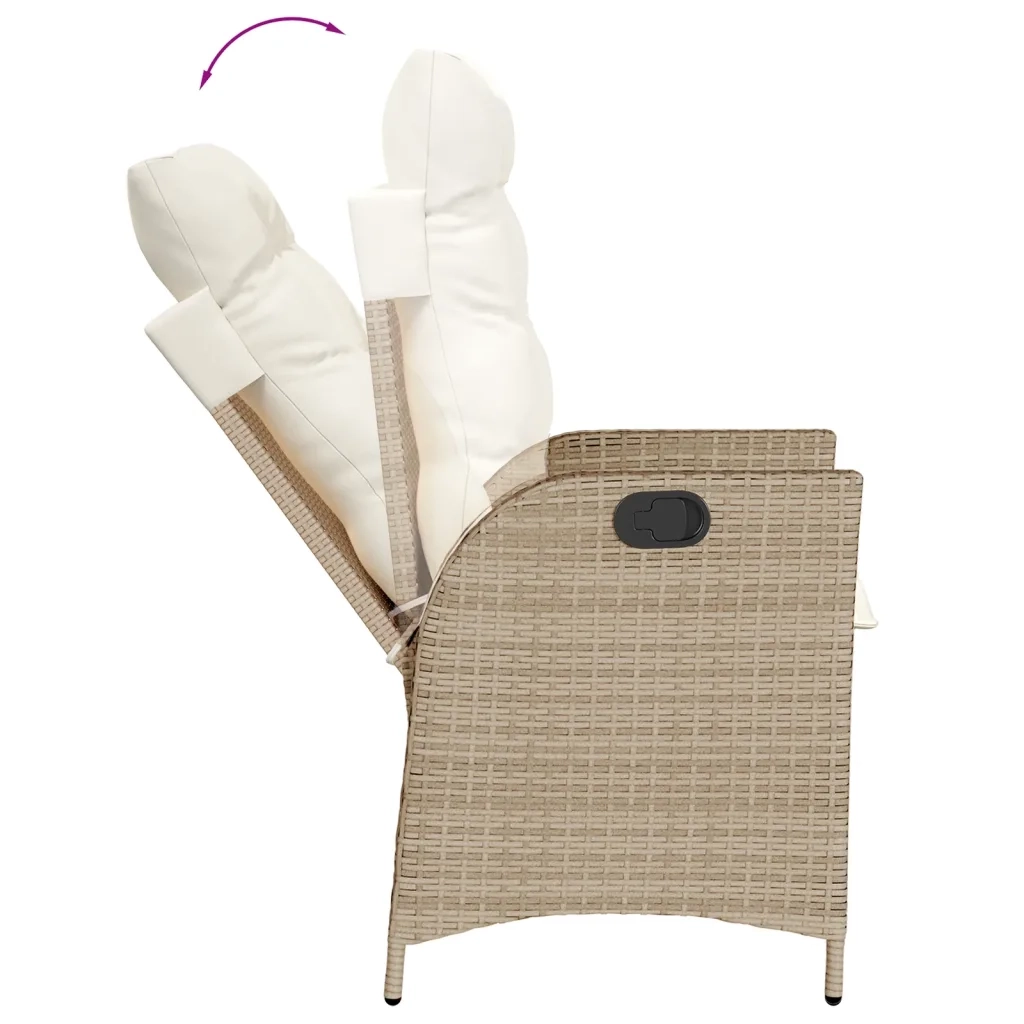 Set da Pranzo da Giardino 7 pz con Cuscini Beige in Polyrattan 3213251