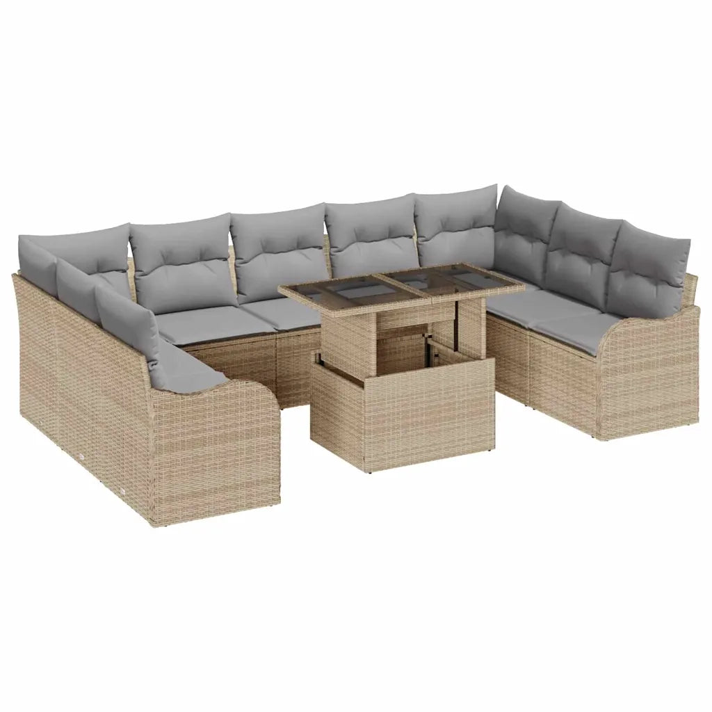 Set Divano da Giardino 10 pcs Beige Rattan in Polipropilene 3357263