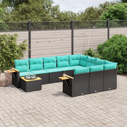 Set Divani da Giardino 11 pz con Cuscini in Polyrattan Nero