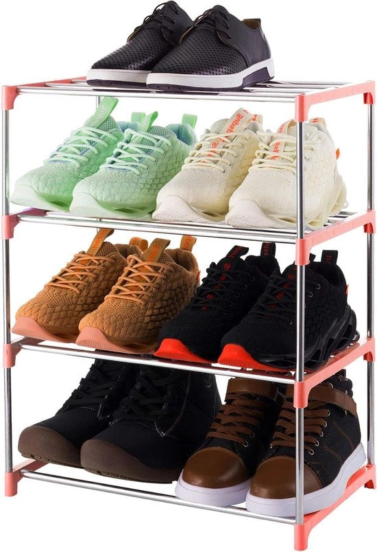 Pannelli di Stoccaggio per Scarpe 4 Livelli Leggeri da Appendere per Entrata e Armadio (Rosso)