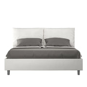 BS COM Letto matrimoniale con rete imbottito 160x200 similpelle bianco