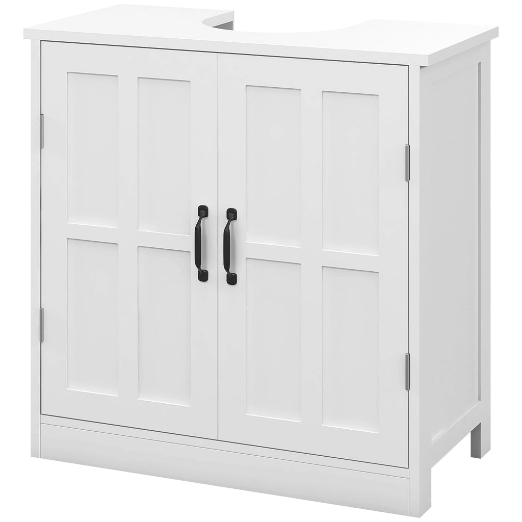 Mobile Sottolavabo con 2 Ante e Scaffale Regolabile ¨C zephmum ¨C Bianco
