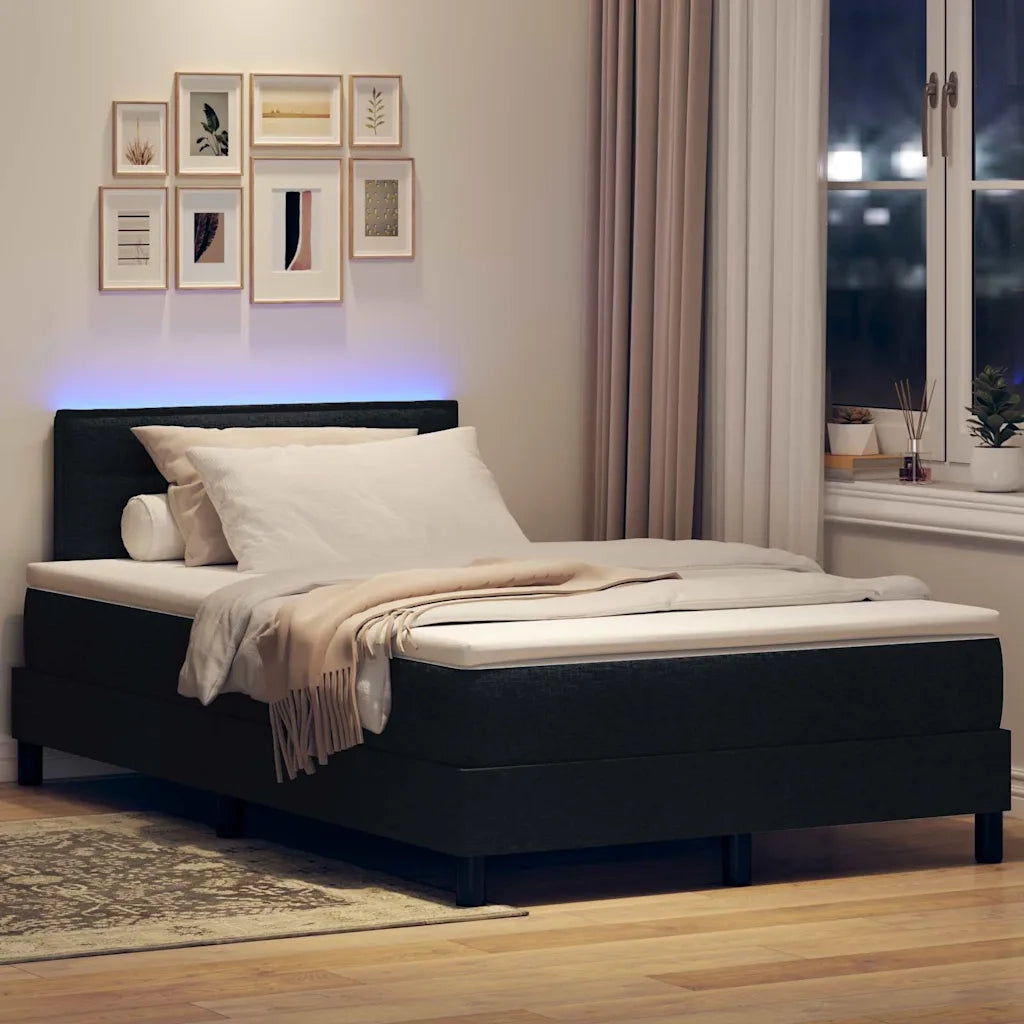 Letto a molle con materasso con led Nero 120 x 190 cm Tessuto 3342116