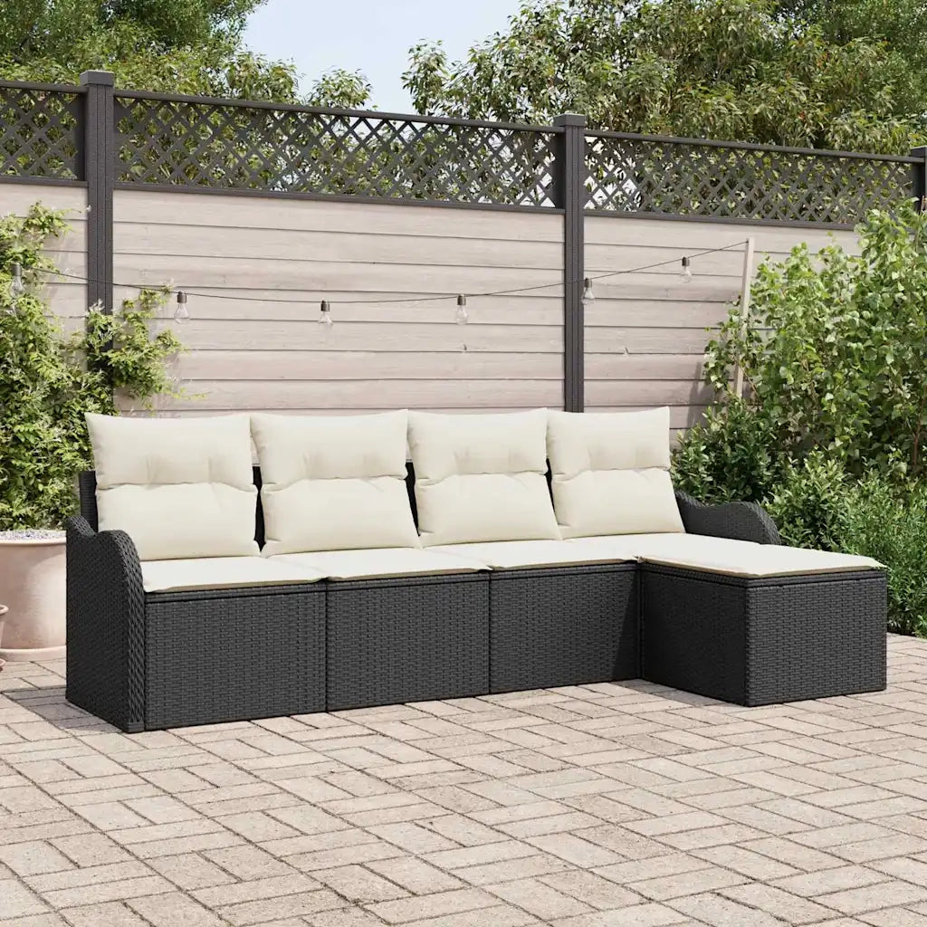 Set Divano da Giardino | Set Salotto da Giardino Nero polyrattan