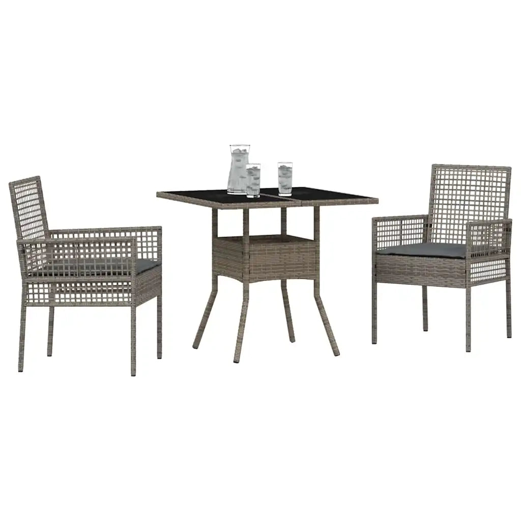 Set da Pranzo per Giardino 3 pcs Grigio polyrattan 3334927