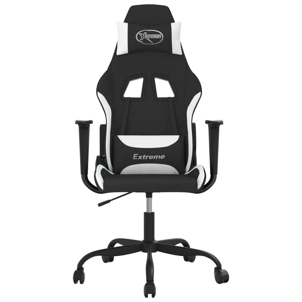Sedia da Gaming Nero e Bianco in Tessuto 3143719