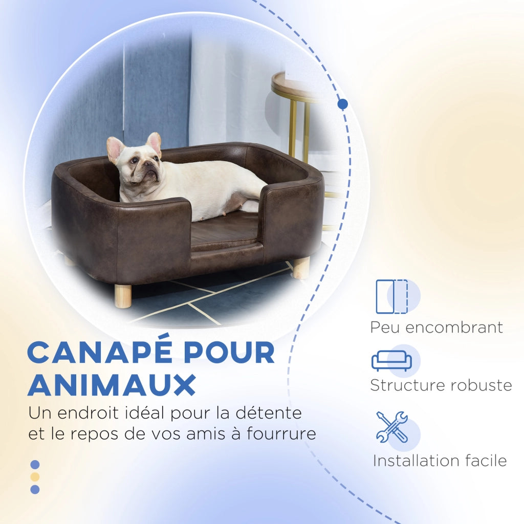 Letto per cani e gatti con cuscino ¨C Minimal ¨C 74x48.5x31 cm in microfibra marrone