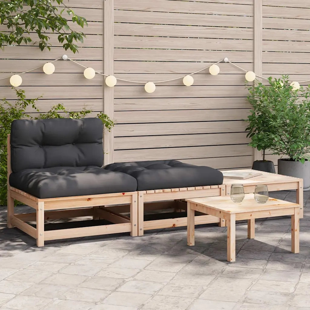 Divano da Giardino Senza Braccioli con Cuscini e Poggiapiedi-Sofa da Giardino-Divano da esterno 640415