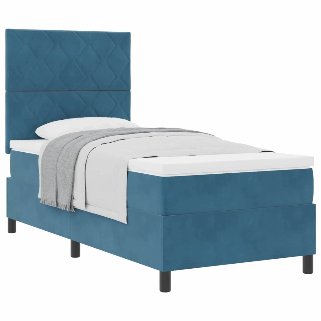 Letto a molle con materasso Blu Scuro 90 x 190 cm Velluto 3339870