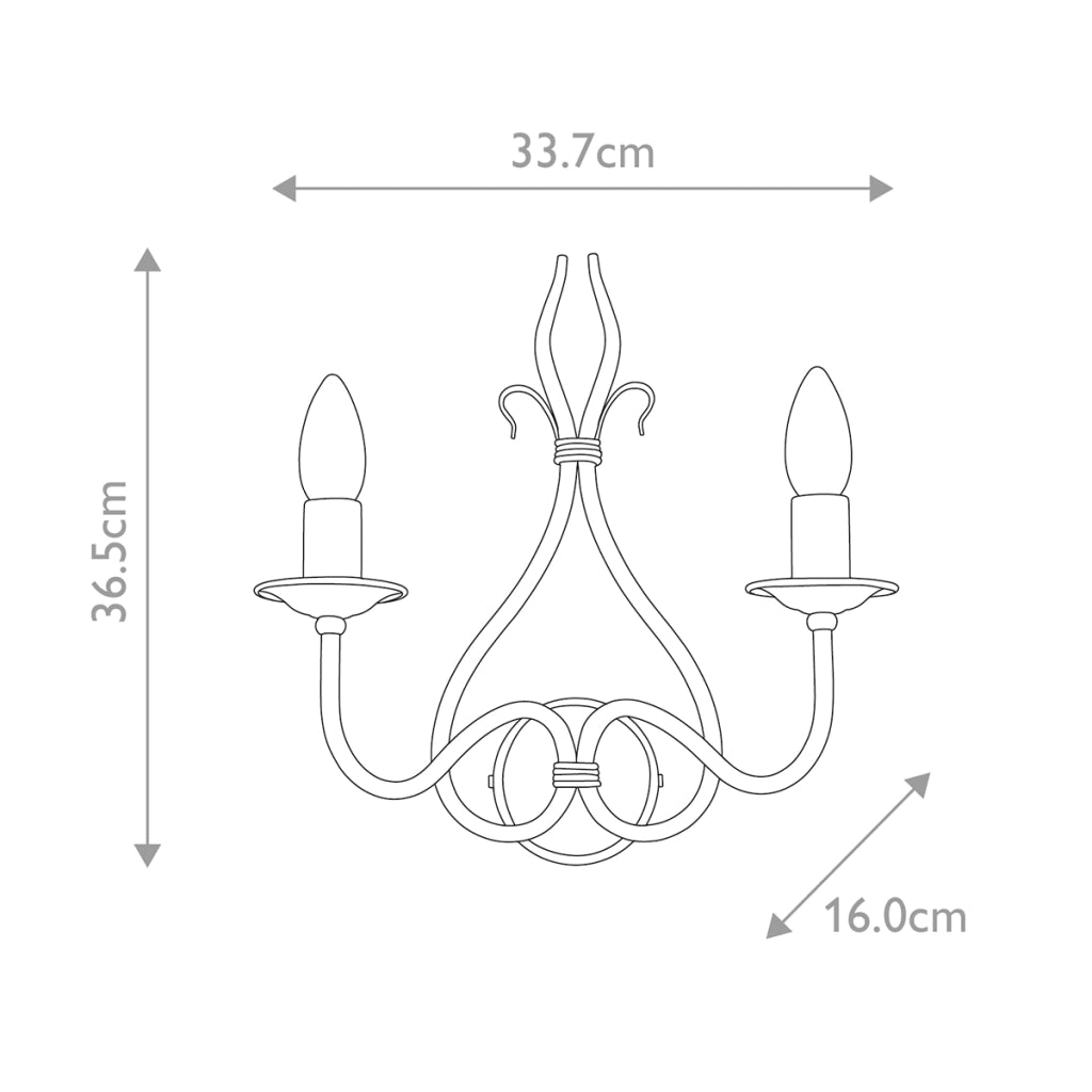 Applique rustica doppia ruggine-oro 2xE14 Windermere Elstead
