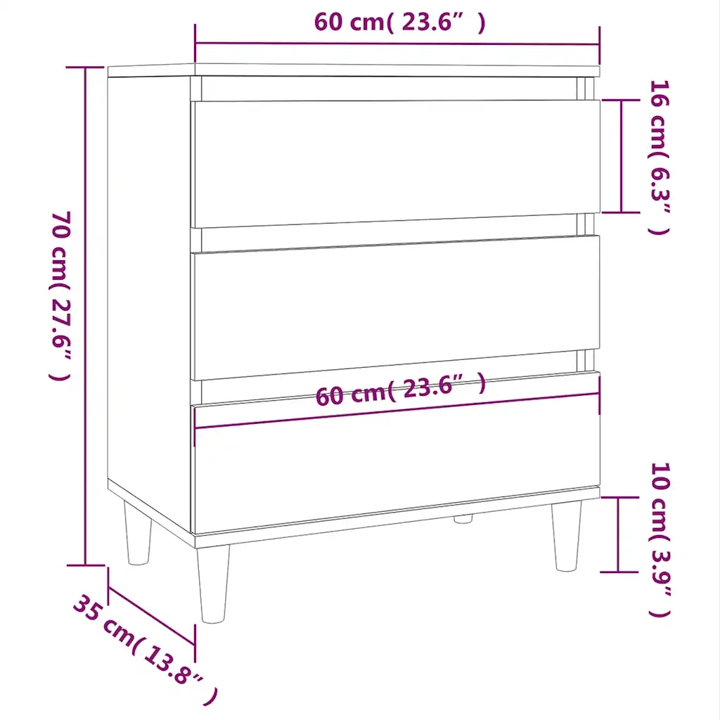 Credenza Rovere Marrone 60x35x70 cm in Legno Multistrato 823047