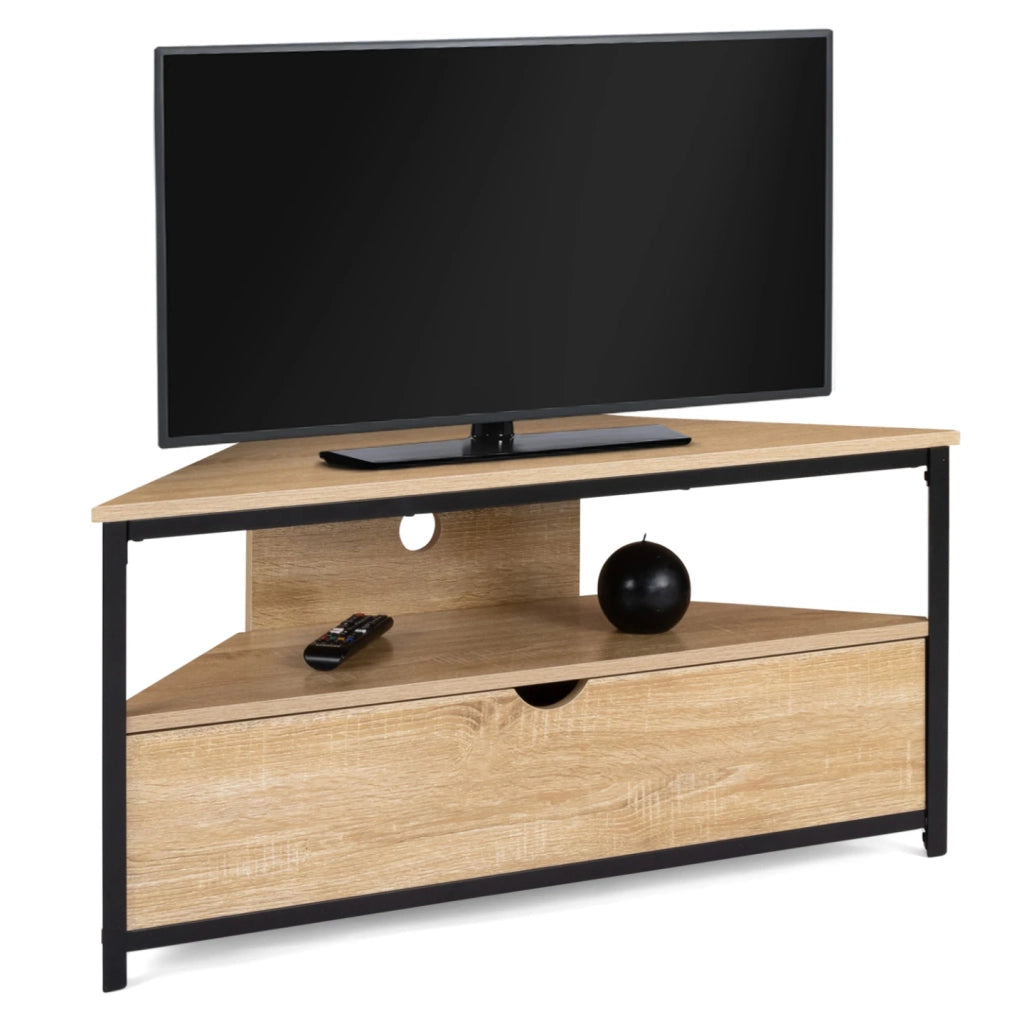 IDMarket - DETROIT Mobile TV angolare da 100 cm con armadio dal design industriale