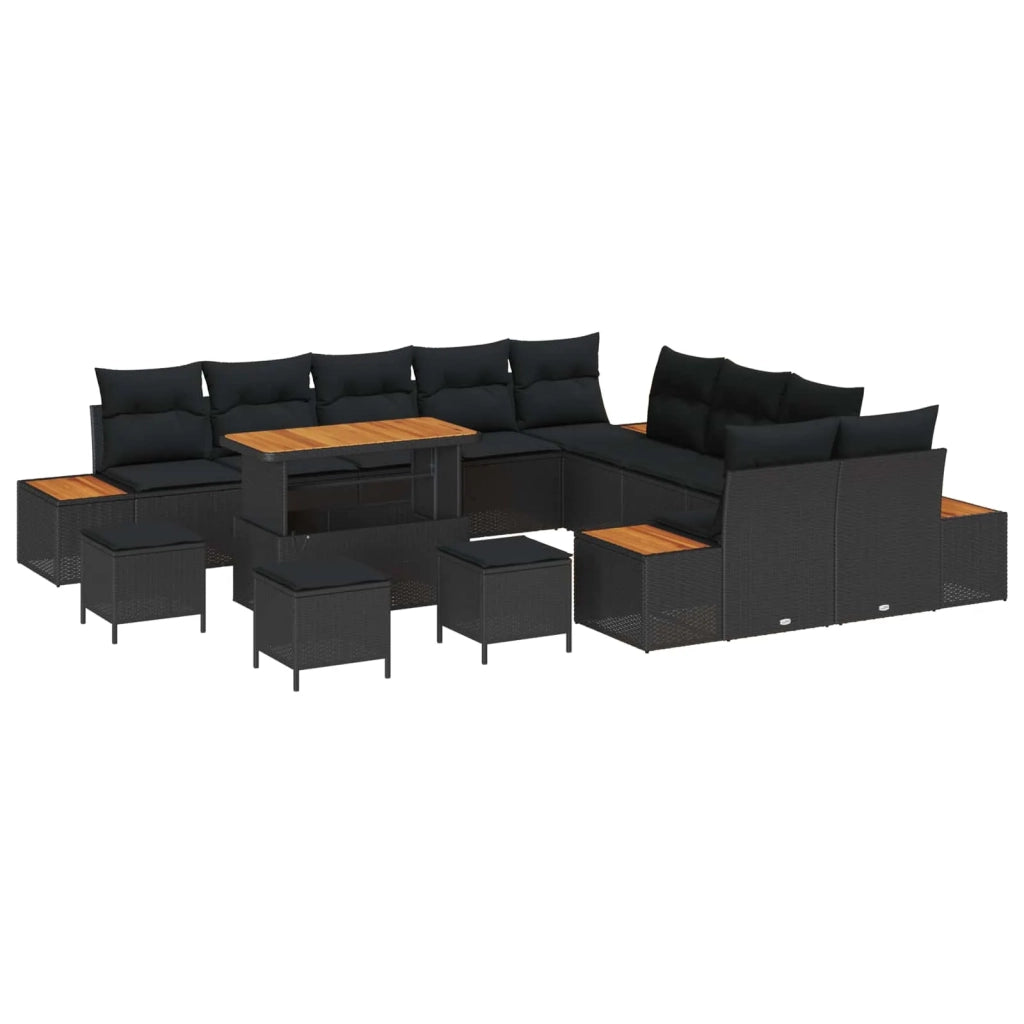 Set Divano da Giardino 14 pcs Nero polyrattan 3362979
