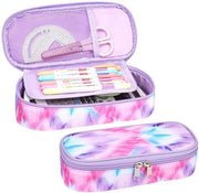 Etui per bambine - Grande borsa per bambini, Etui per bambine per la scuola, 2 compartimenti e contenitore per penne all'interno (tessuto batik)