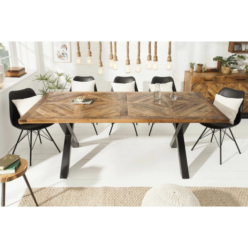 Table ZAREL 200 cm – Piano in legno massiccio di mango e metallo nero