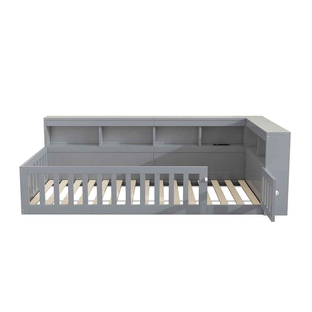 Daybed - Xylo - 90x200 cm USB balaustra grigio