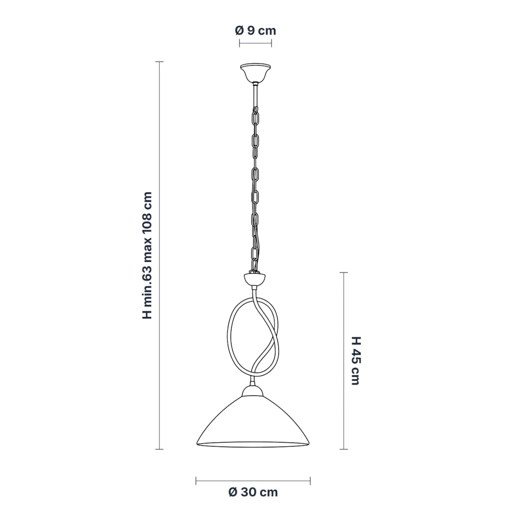 Lampadario Rustico Bistrot 1 Luce Avorio e Bianco LuceArt Classic
