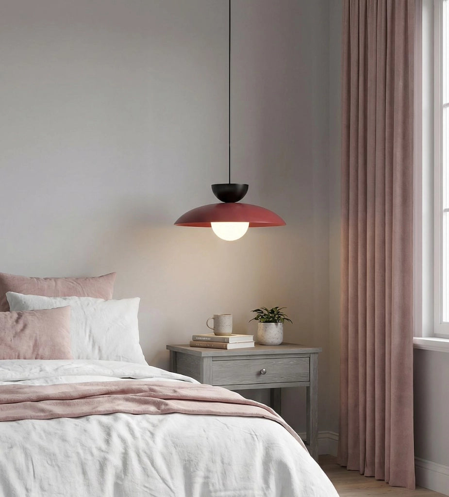 Lampada a sospensione Mulan 1xG9 bordeaux nero bianco Emibig