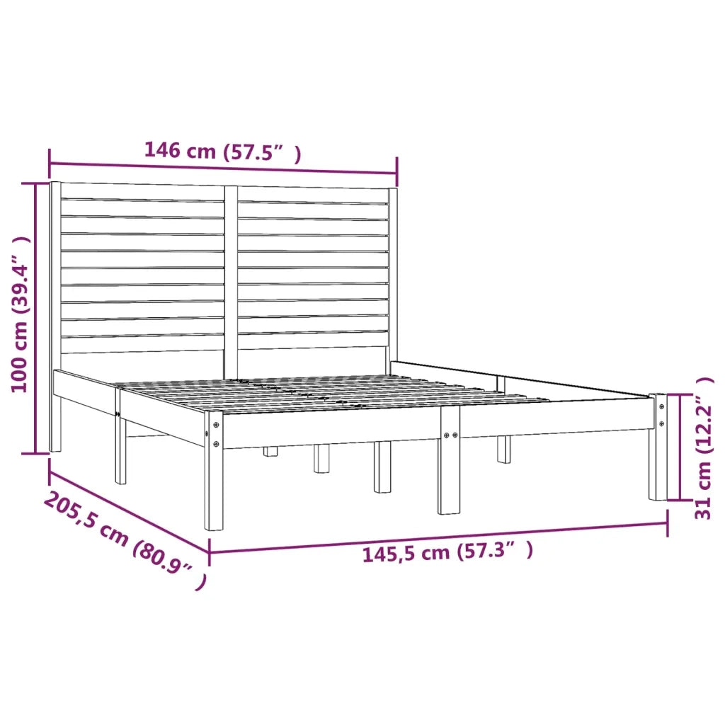Letto matrimoniale | Letto per adulti | Giroletto Bianco in Legno Massello 140x200 cm
