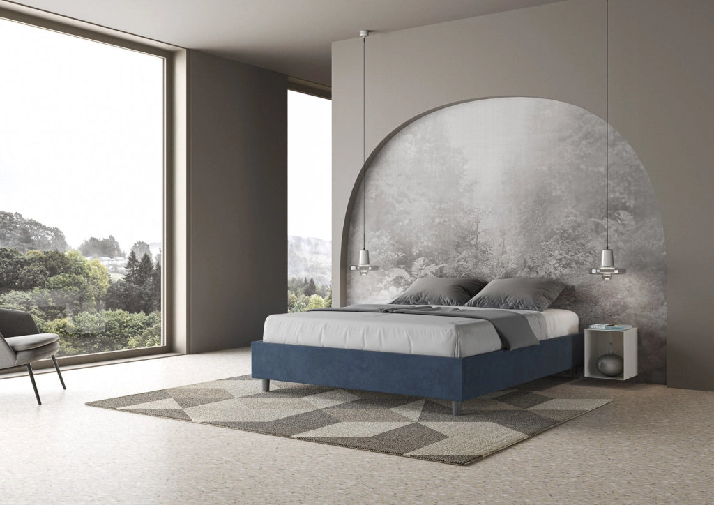 Letto Matrimoniale Sommier 160x210 cm con Rete Azelia Blu
