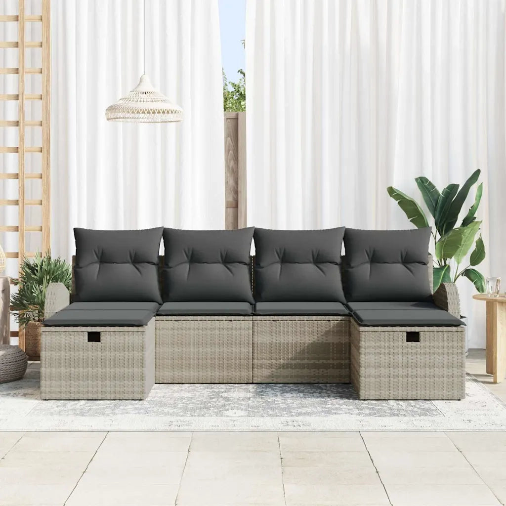 Set Divano da Giardino 6 pcs Grigio chiaro polyrattan
