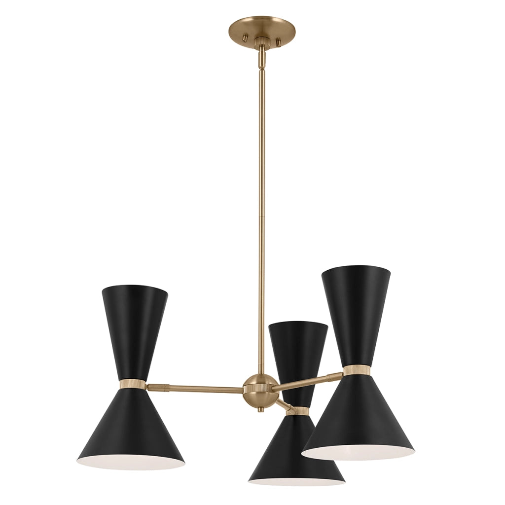 Sospensione Kichler Phix oro/nero con 3 paralumi 6xE27