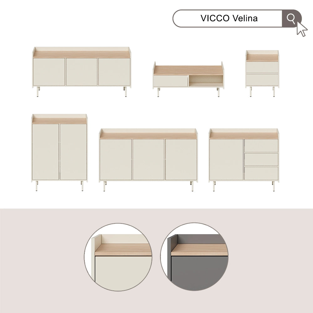 Vicco Credenza Grigio/quercia 80 x 103 cm con 6 scomparti