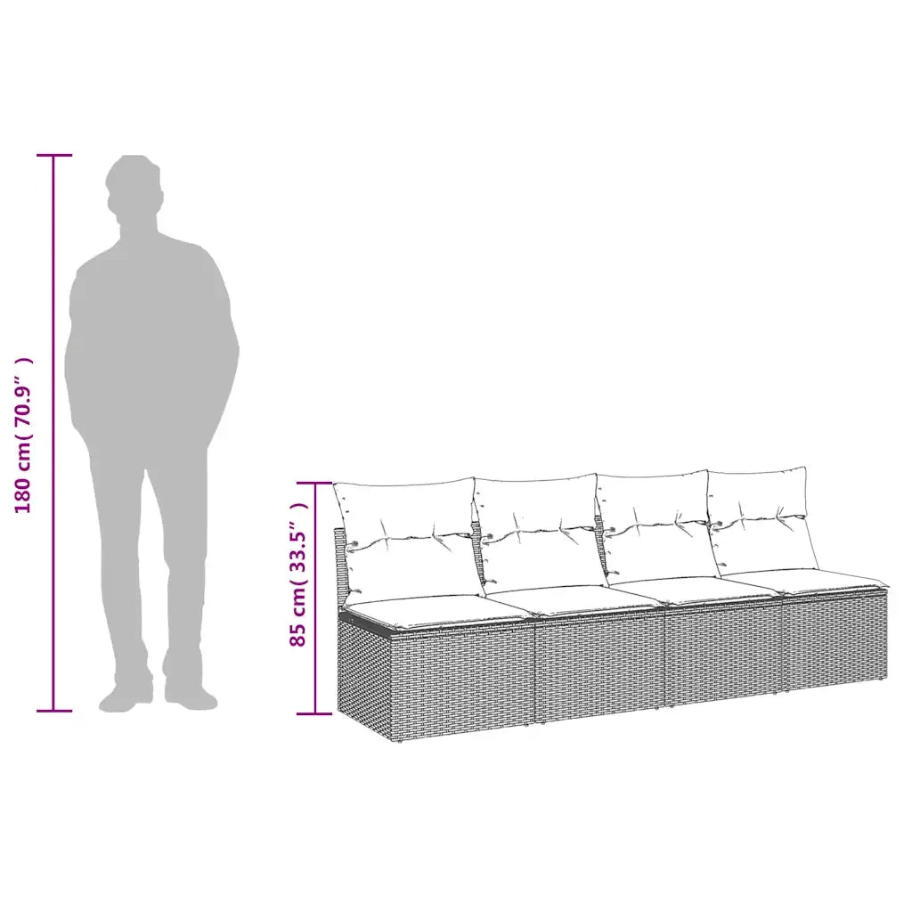Divano da Giardino a 4 Posti con Cuscini in Polyrattan Marrone 366203