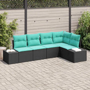 Set Divano da Giardino 5 pz Nero polyrattan 3347066
