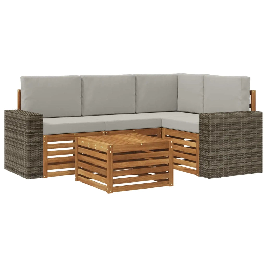 Set di divani da esterno 5 pz Naturale e Grigio Chiaro 3384337