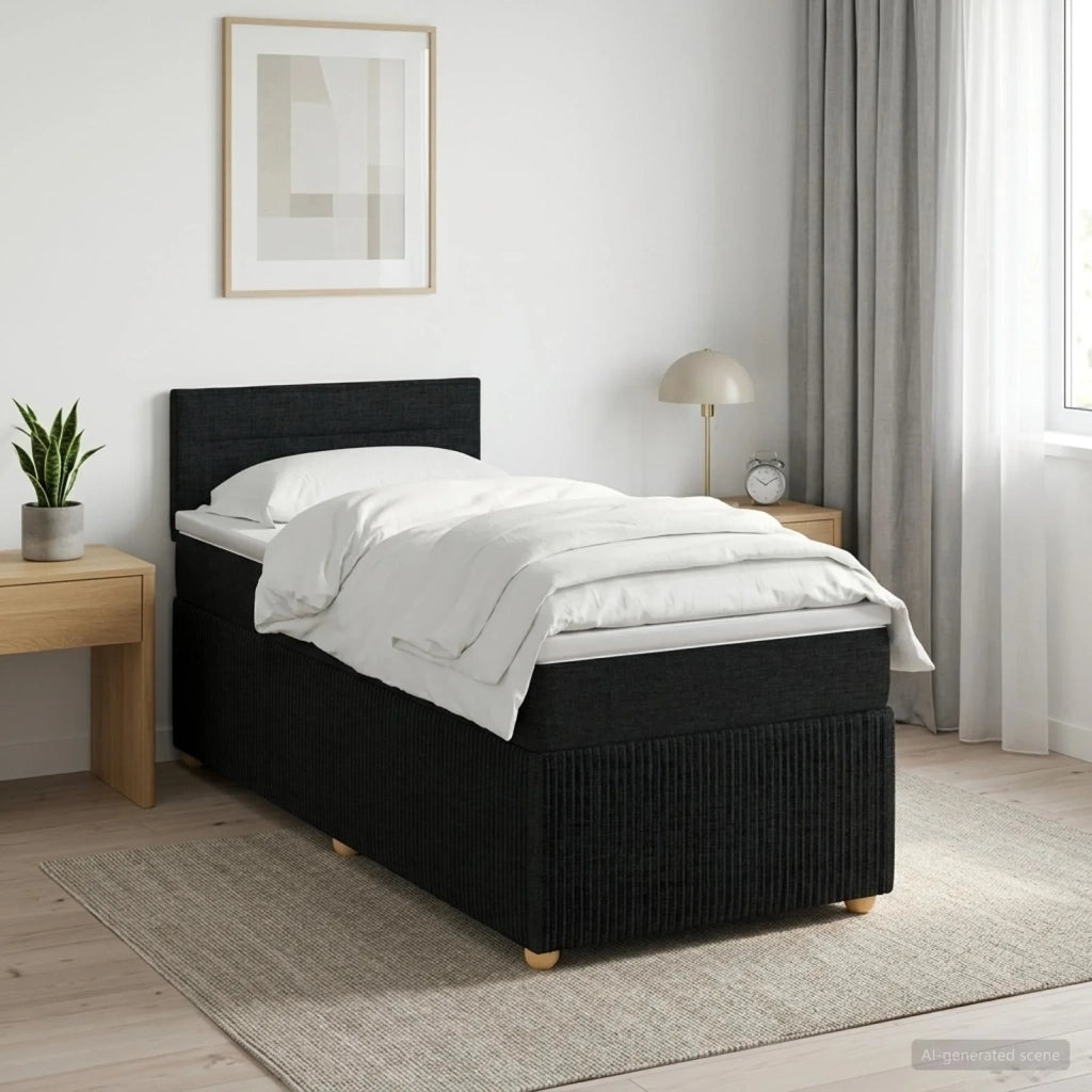 Letto box spring con materasso Nero 90 x 190 cm Tessuto 3452815