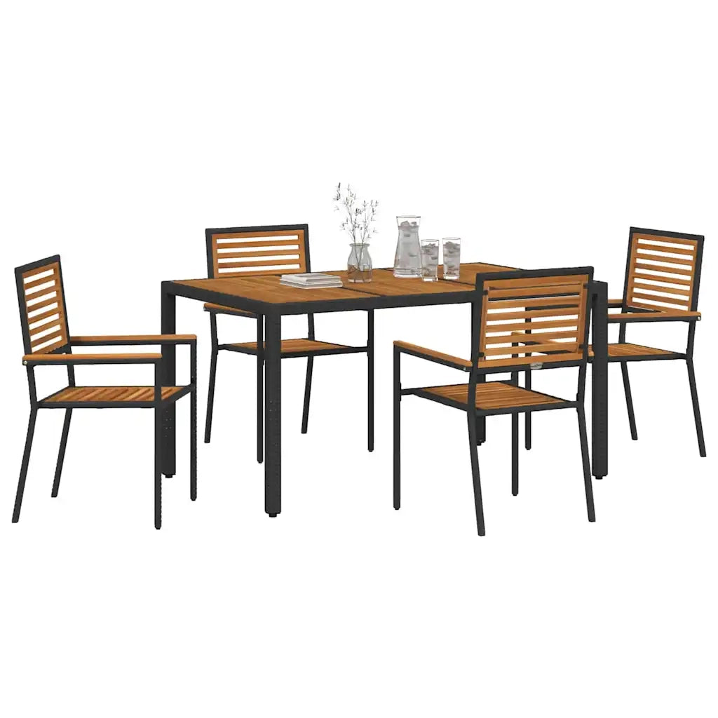 Set da Pranzo per Giardino 5 pcs Nero e Marrone polyrattan 3365438