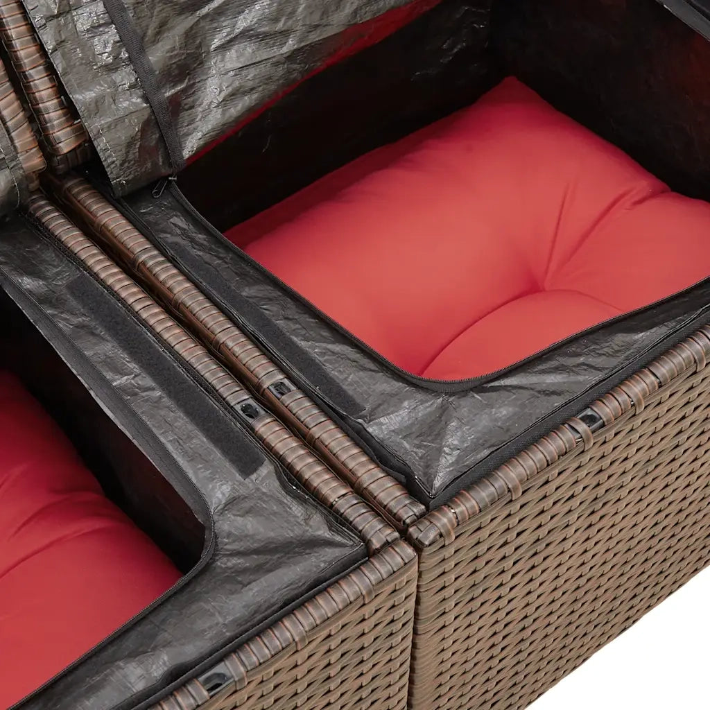 Set Divano da Giardino 5 pz con Cuscini Marrone in Polyrattan 3325570