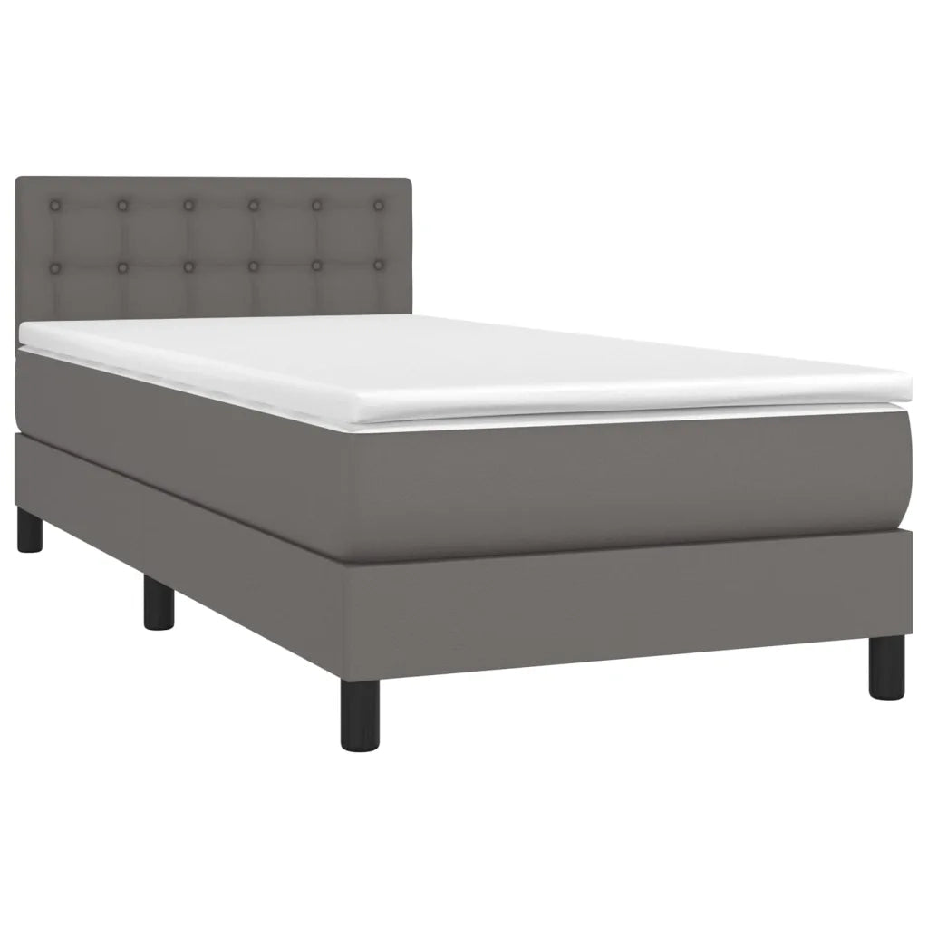 Giroletto a Molle con Materasso-Struttura Letto Grigio 90x190 cm in Similpelle 348484