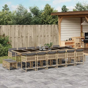 Set Pranzo da Giardino 17 pz con Cuscini Beige Misto Polyrattan