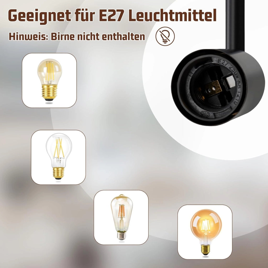 ZMH Faretto da soffitto nero a 4 luci orientabile a 350° E27 per cucina corridoio
