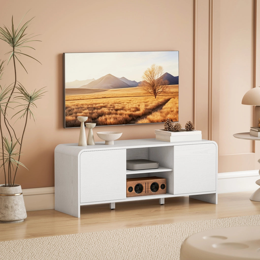 Mobile TV con 2 ante e ripiani ¨C Xylo ¨C Bianco 110x35x45cm